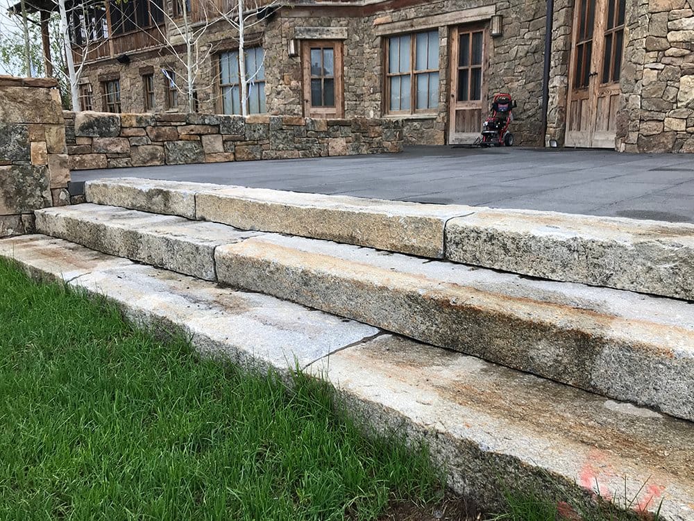 Reclaimed granite curbstone steps