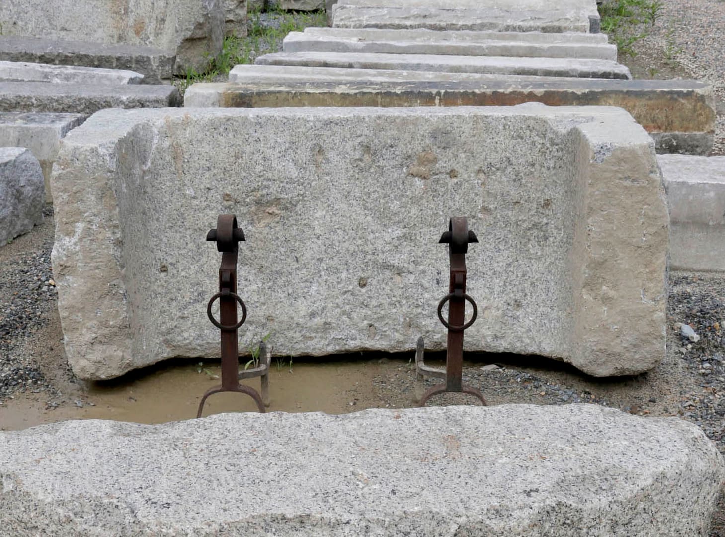 Granite drain invert used in firepit mockup