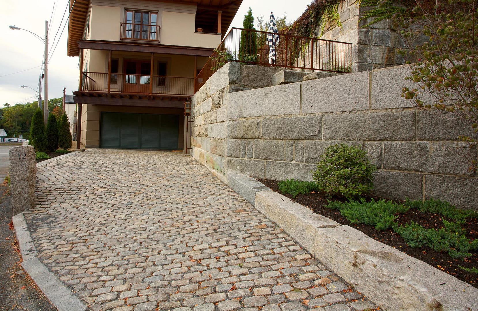 Reclaimed domestic cobblestones, top side up