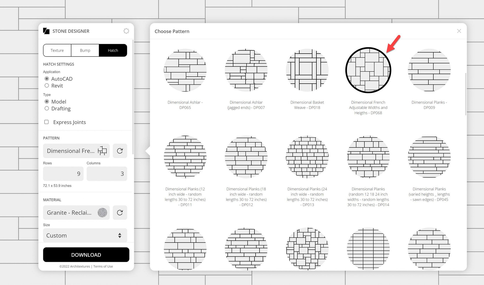 Dimensional French Adjustable Widths and Heights Design Pattern 2