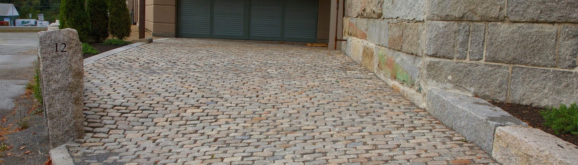 New England reclaimed cobblestone driveway