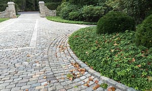 Reclaimed European sandstone cobblestones, driveway