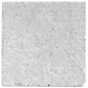 Tumbled natural stone surface finish example in grayscale