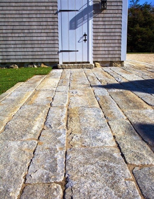 Reclaimed granite curbstone plank pavers, natural edge