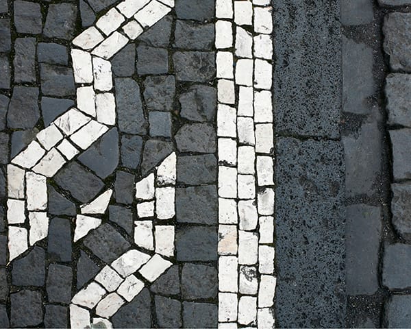 Black Basalt and White Limestone Cobblestone in the Azores Stone Curators