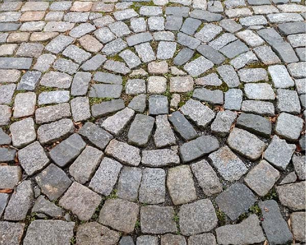 Reclaimed Granite Cobblestone Circular Pattern Stone Curators