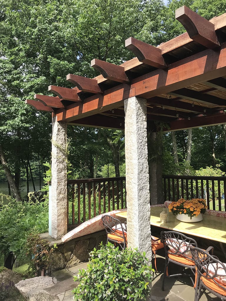 Granite columns holding up pergola