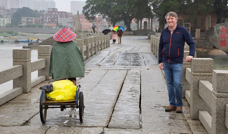Gavin Johnston on bridge in China