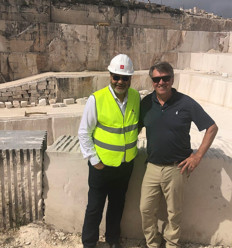Gavin Johnston with colleague at Solancis quarry in Portugal