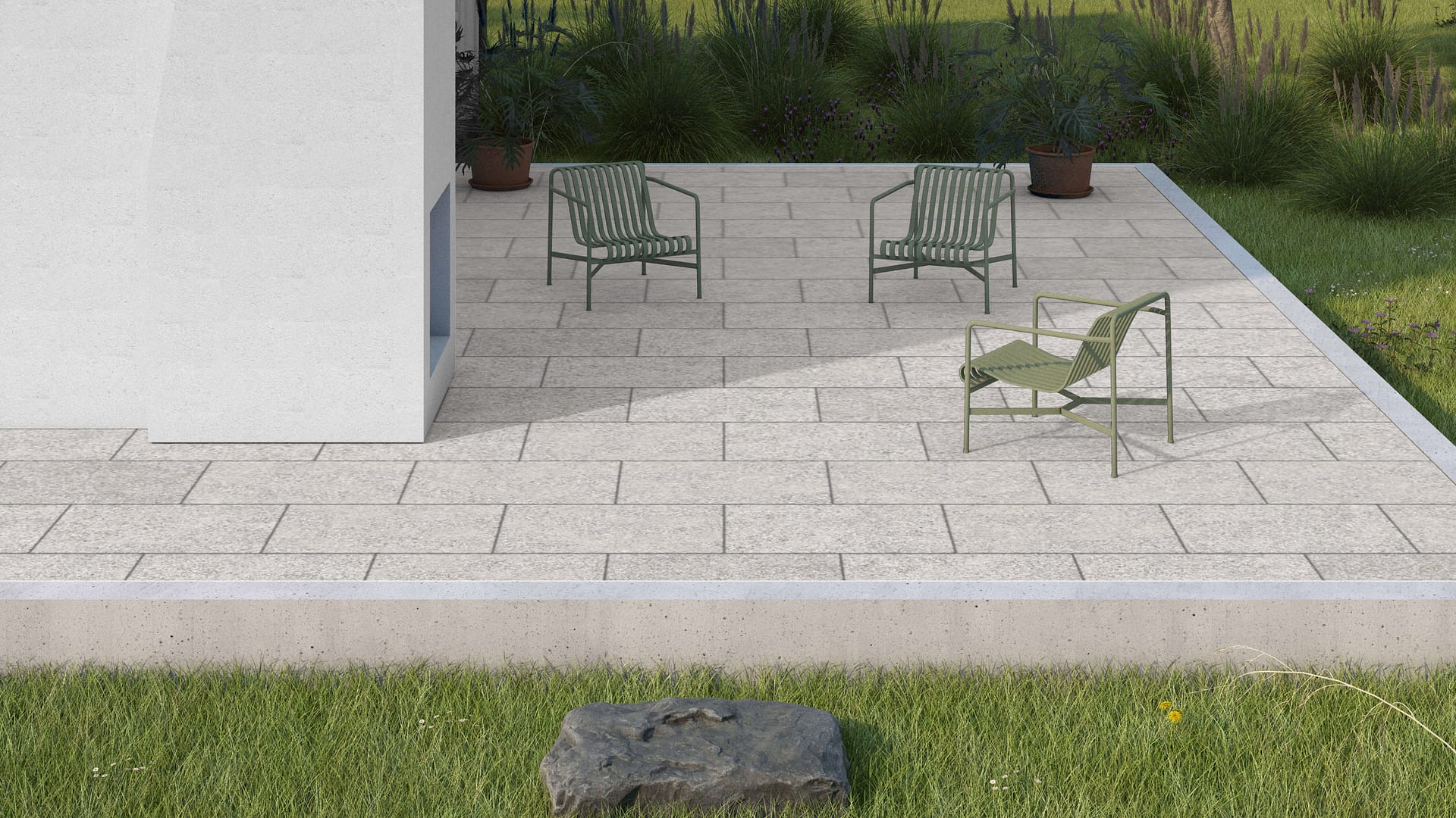  SDT1388 SDM393 M733 Bavarian Beige Limestone - Bush Hammered | Pattern DP061 Paving - Half Running Bond - Sawn Edge - Dimensional 3 Pieces 1 Size* | 36x24"
