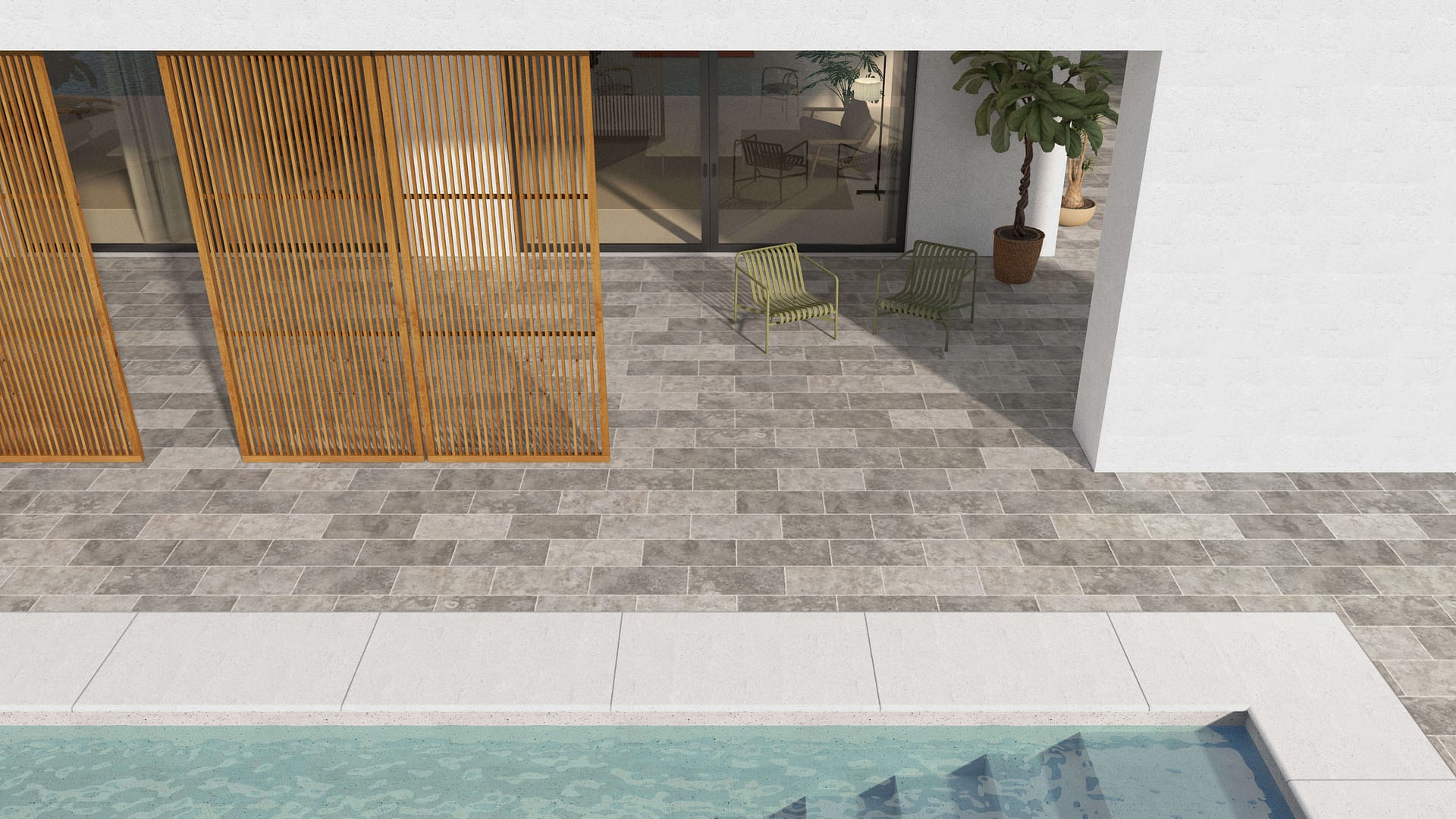  SDT1564 SDM394 P686 Bavarian Dolomite Gray Limestone - Antiqued | Pattern DP061 Paving - Half Running Bond - Sawn Edge - Dimensional 3 Pieces 1 Size* | 24x12"