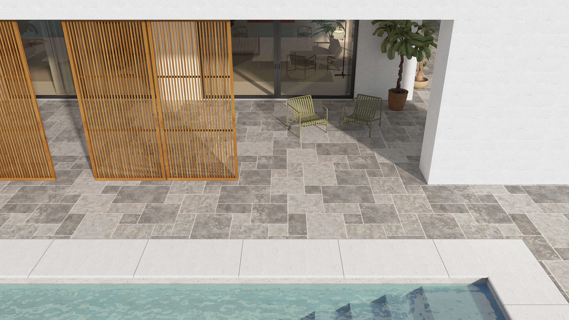  SDT1566 SDM394 P686 Bavarian Dolomite Gray Limestone - Antiqued | Pattern DP086 Paving - Universal - Sawn Edge - Dimensional 12 Pieces 4 Sizes | 12x12”(4) 24x12”(2) 24x24”(4) 36x24”(2)