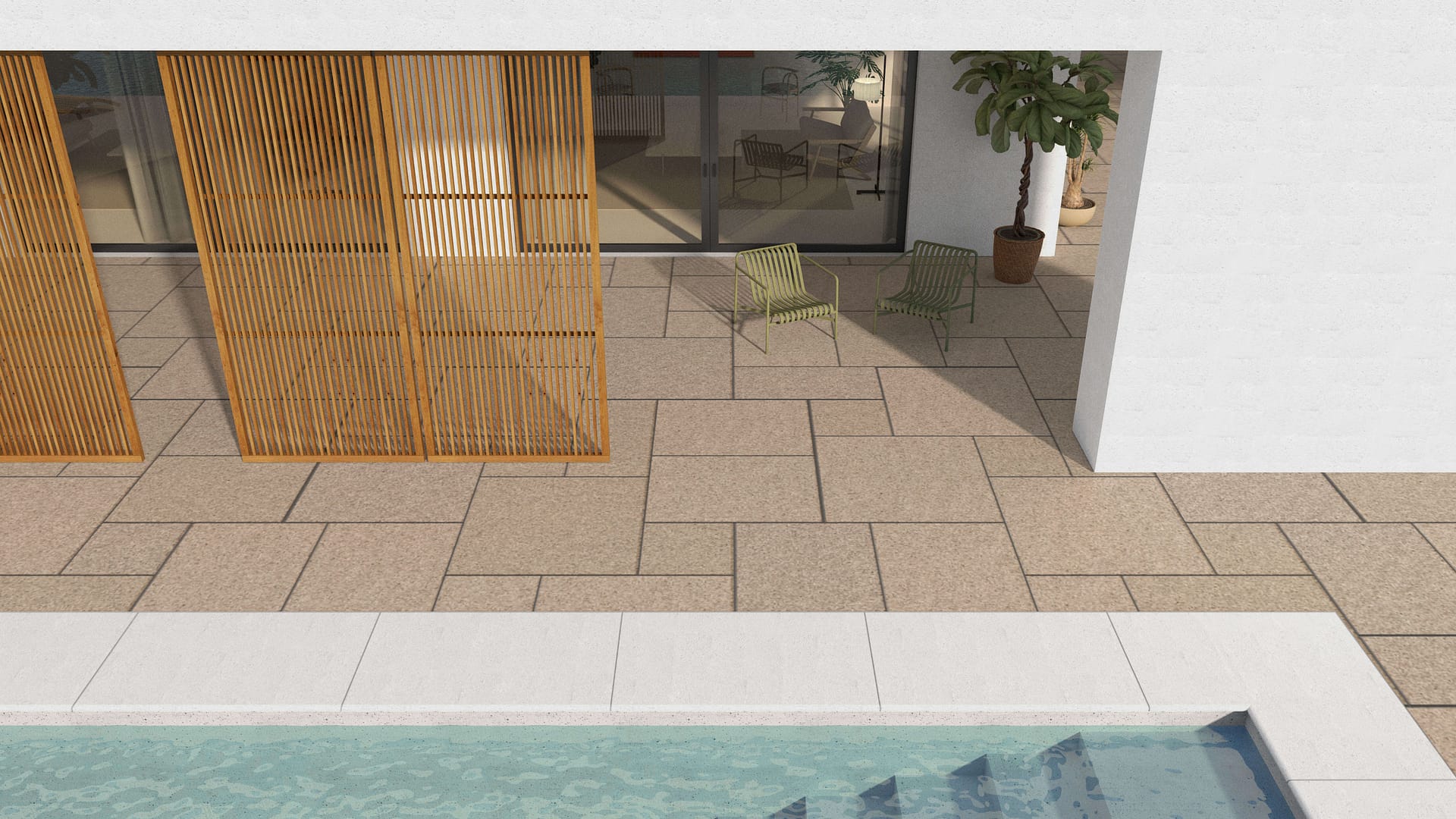  SDT1437 SDM425 M847 Yellow Wheat Granite - Sand Blasted | Pattern DP094 Paving - Universal - Sawn Edge - Dimensional 14 Pieces 4 Sizes | {24x24”(4) 48x24”(2) 48x36”(4) 48x48”(4)