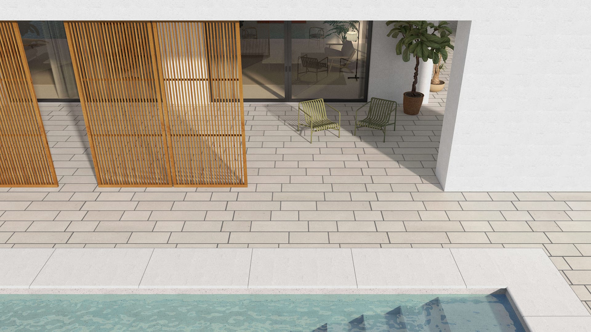  SDT1378 SDM386 M733 Bavarian Beige Limestone - Sand Blasted &amp; Tumbled | Pattern DP087 Paving - Running Bond - Sawn Edge - Dimensional 22 Pieces 3 Sizes | 18x12"(8) 24x12"(6) 36x12"(8)