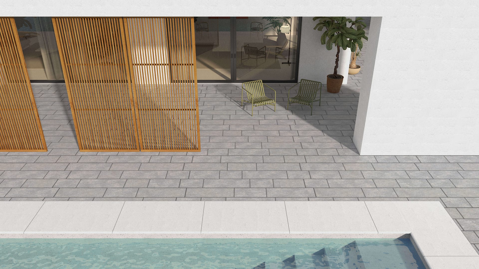  SDT1395 SDM391 M735 Bavarian Dolomite Gray - Sand Blasted &amp; Tumbled | Pattern DP087 Paving - Running Bond - Sawn Edge - Dimensional 22 Pieces 3 Sizes | 18x12"(8) 24x12"(6) 36x12"(8)