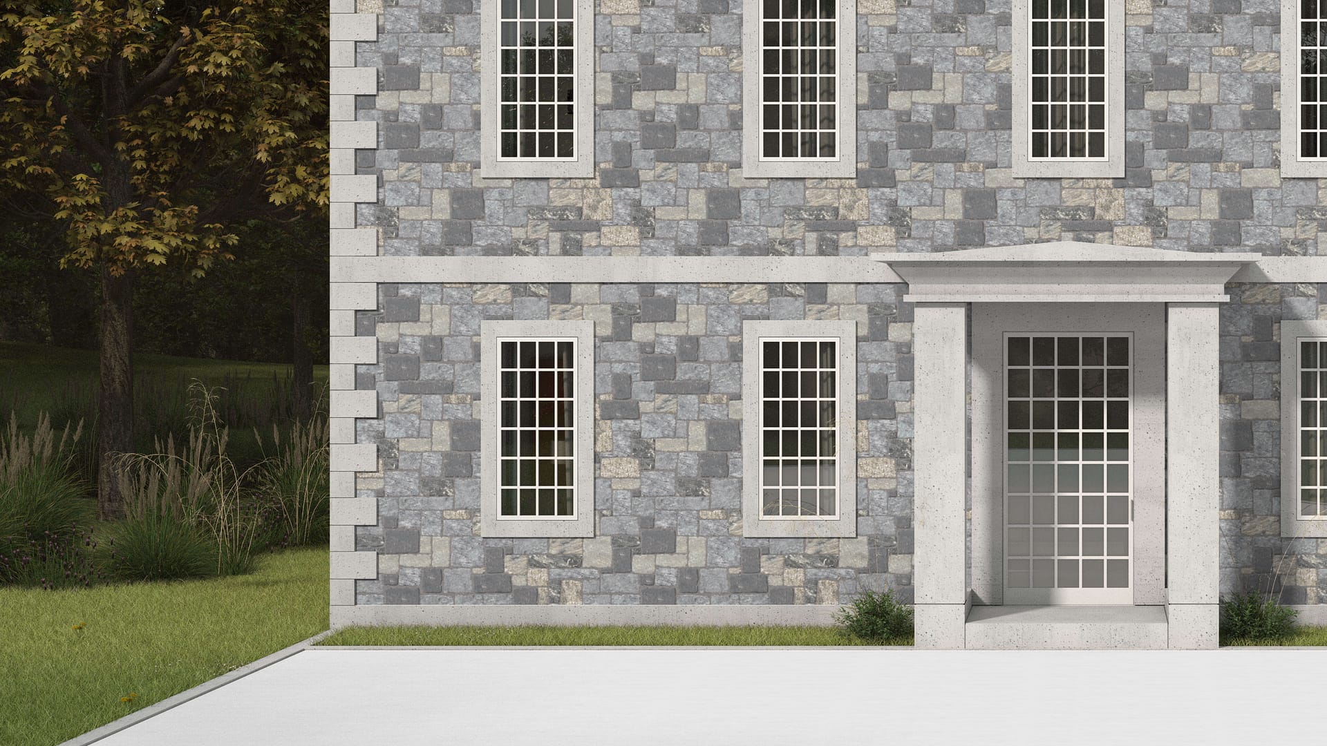 SDT1483 SDM406 P1187 Lake Korynth Granite-Square and Recs - Split-face | Pattern DP113 Veneer - Roughly Squares and Rectangles - Split Edge - Random Sizes