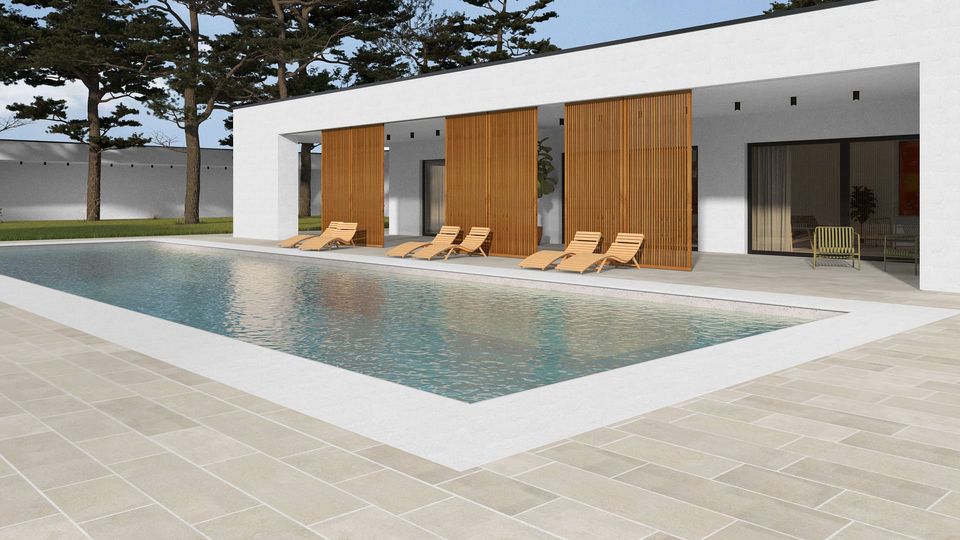  SDT1559 SDM497 M1297 Mediterranean Cream Limestone - Sand Blasted | Pattern DP087 Paving - Running Bond - Sawn Edge - Dimensional 22 Pieces 3 Sizes | 18x12"(8) 24x12"(6) 36x12"(8)