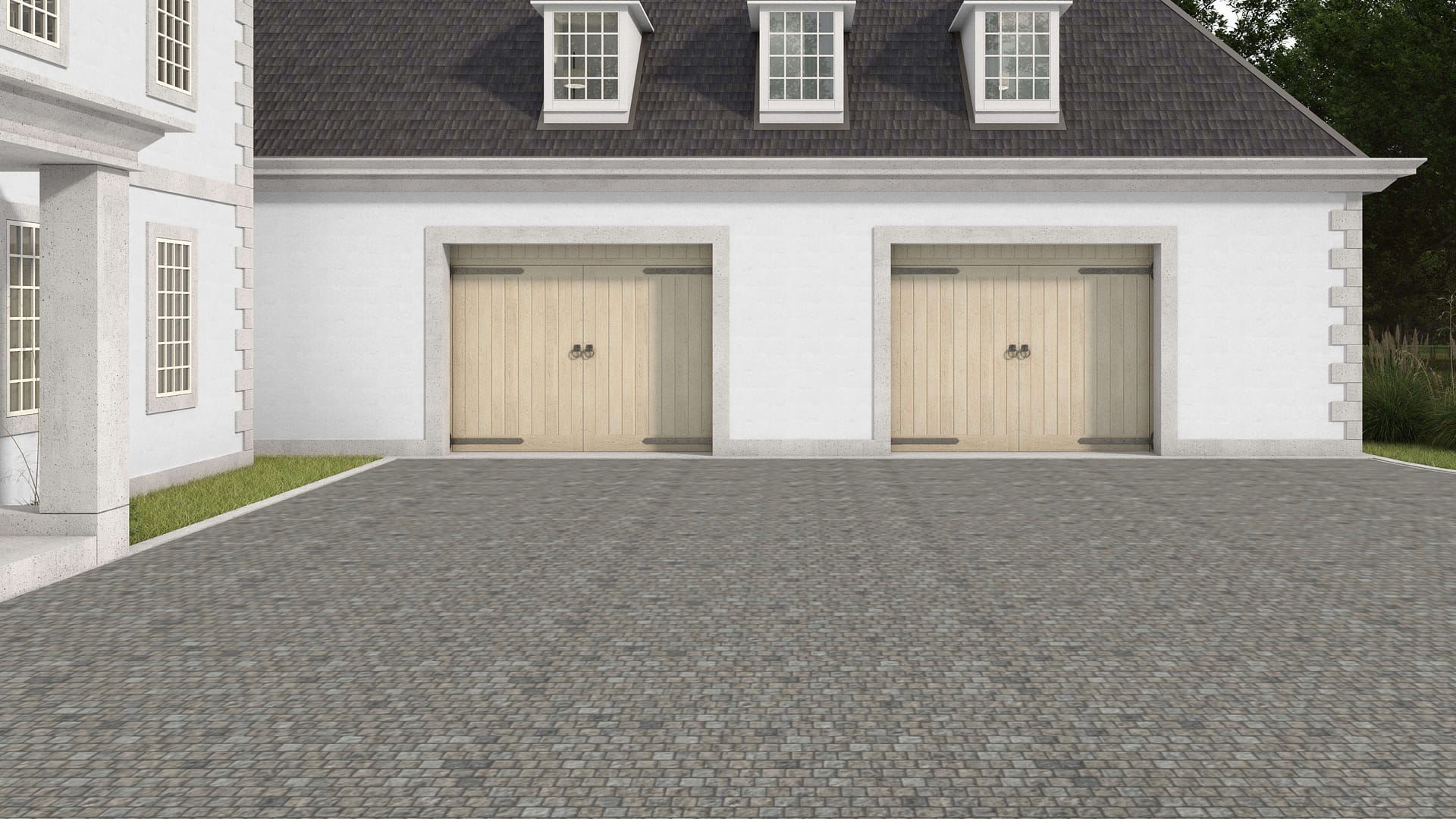  SDT1505 SDM493 M267 Reclaimed European Porphyry Cobblestone Cubes - Weathered &amp; Worn | Pattern DP054 Paving - Reclaimed Cobblestone Running Bond Pattern - Cubes - Split Edge - Constant Sizes