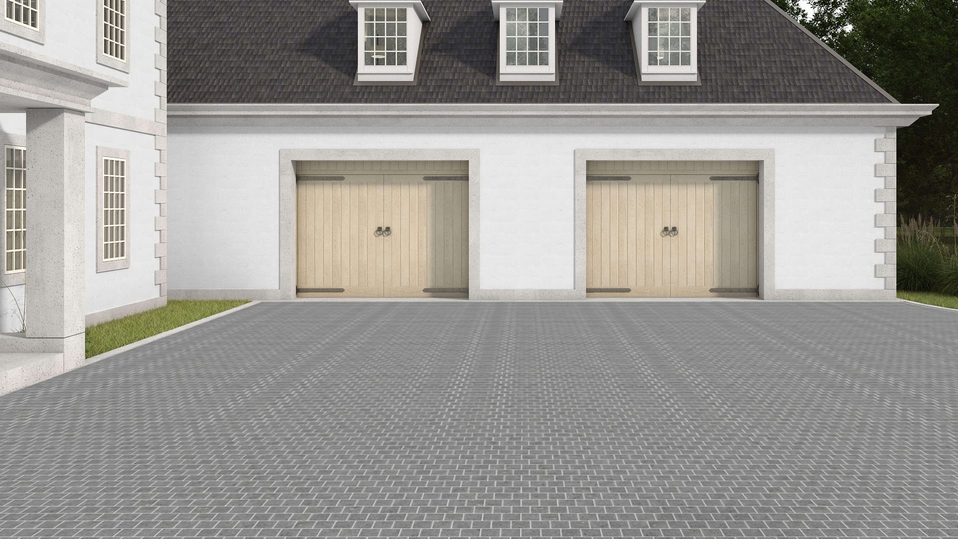  SDT1506 SDM424 M406 Republic Black Granite - Flamed | Pattern DP061 Paving - Half Running Bond - Sawn Edge - Dimensional 3 Pieces 1 Size* | 4x4"