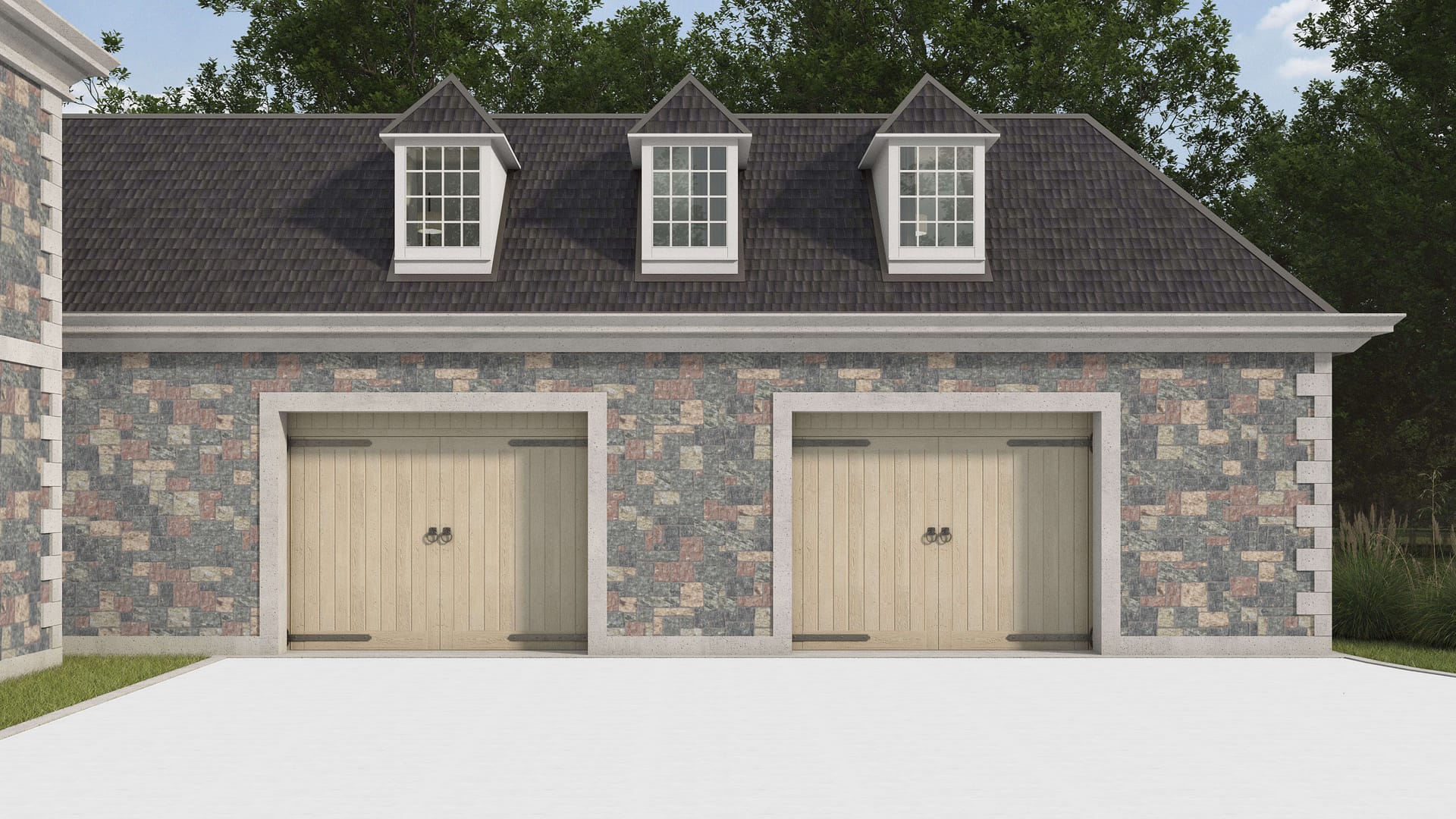 SDT1469 SDM399 P1188 Mount Von Trapp Granite-Square and Recs - Split-face | Pattern DP113 Veneer - Roughly Squares and Rectangles - Split Edge - Random Sizes