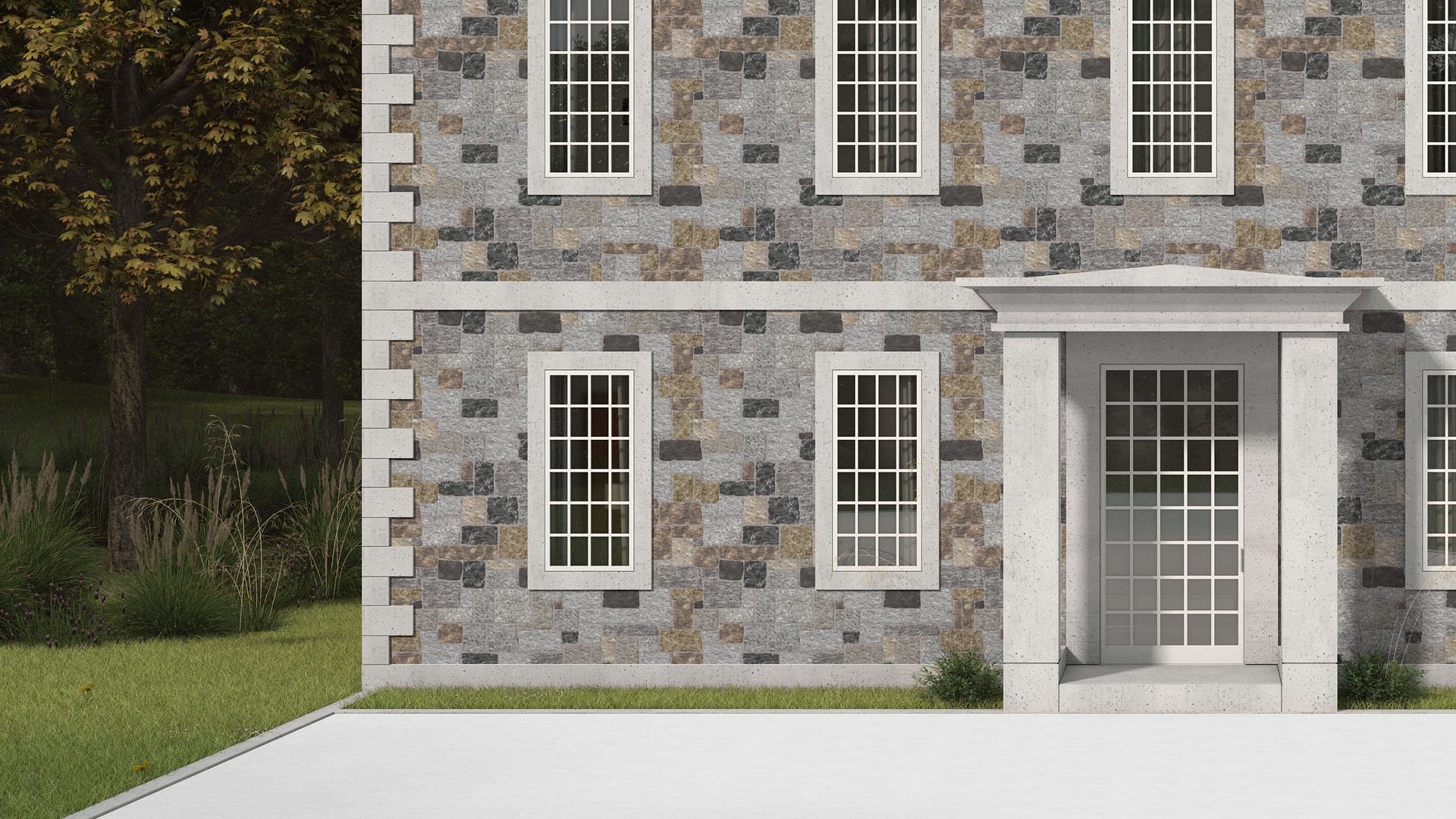 SDT1482 SDM401 P1190 Quincy Granite - Split-face | Pattern DP113 Veneer - Roughly Squares and Rectangles - Split Edge - Random Sizes