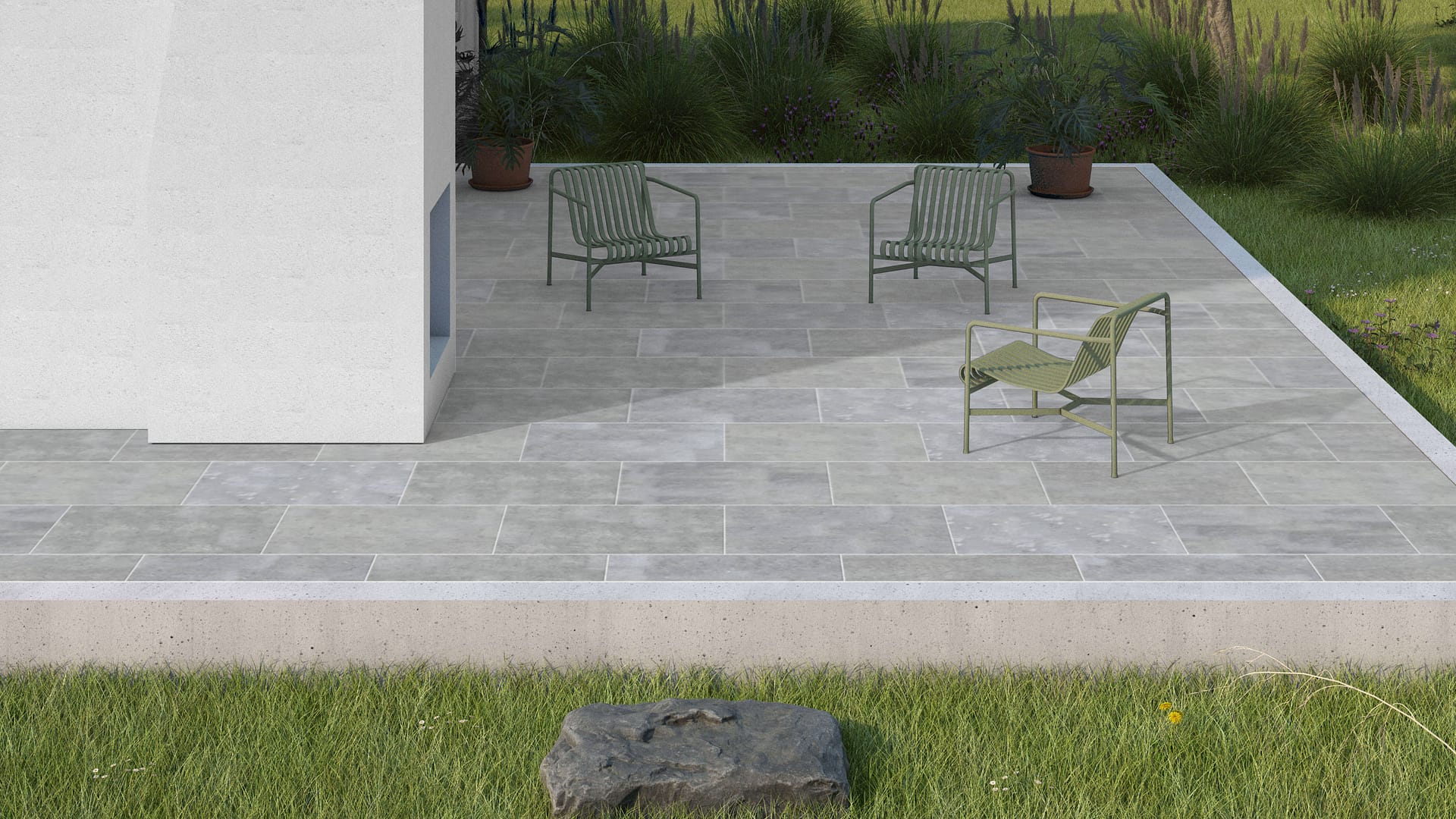  SDT1547 SDM500 M546 Belgian Bluestone - Scoured | Pattern DP061 Paving - Half Running Bond - Sawn Edge - Dimensional 3 Pieces 1 Size* | 36x24"