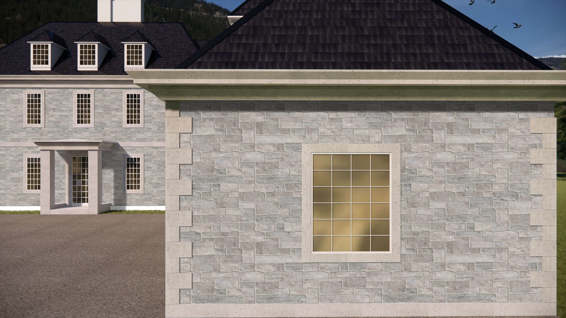  SDT1338 SDM383 M1256 Fond du Lac Colonial Limestone - Split-face | Pattern DP111 Veneer - Ashlar - Split Edge - Random Sizes 6x4" to 30x12" | Thin