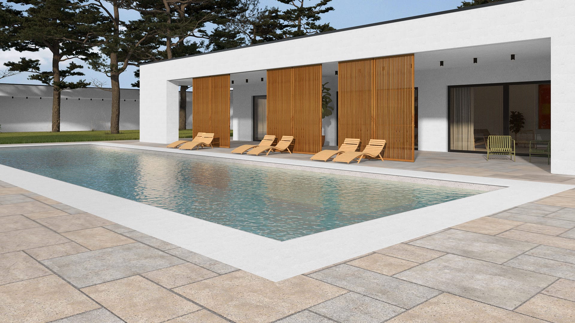  SDT1351 SDM381 P1086 Golden Buff Limestone - Sand Blasted | Pattern DP088 Paving - Universal - Sawn Edge - Dimensional 3 Pieces 3 Sizes | 18x18”(1), 36x18(1), 36x36”(1)