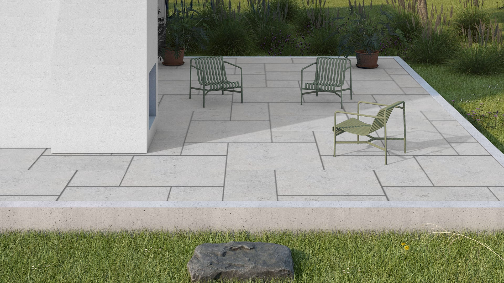  SDT1402 SDM388 M734 Bavarian Gray Limestone - Bush Hammered | Pattern DP094 Paving - Universal - Sawn Edge - Dimensional 14 Pieces 4 Sizes | {24x24”(4) 48x24”(2) 48x36”(4) 48x48”(4)