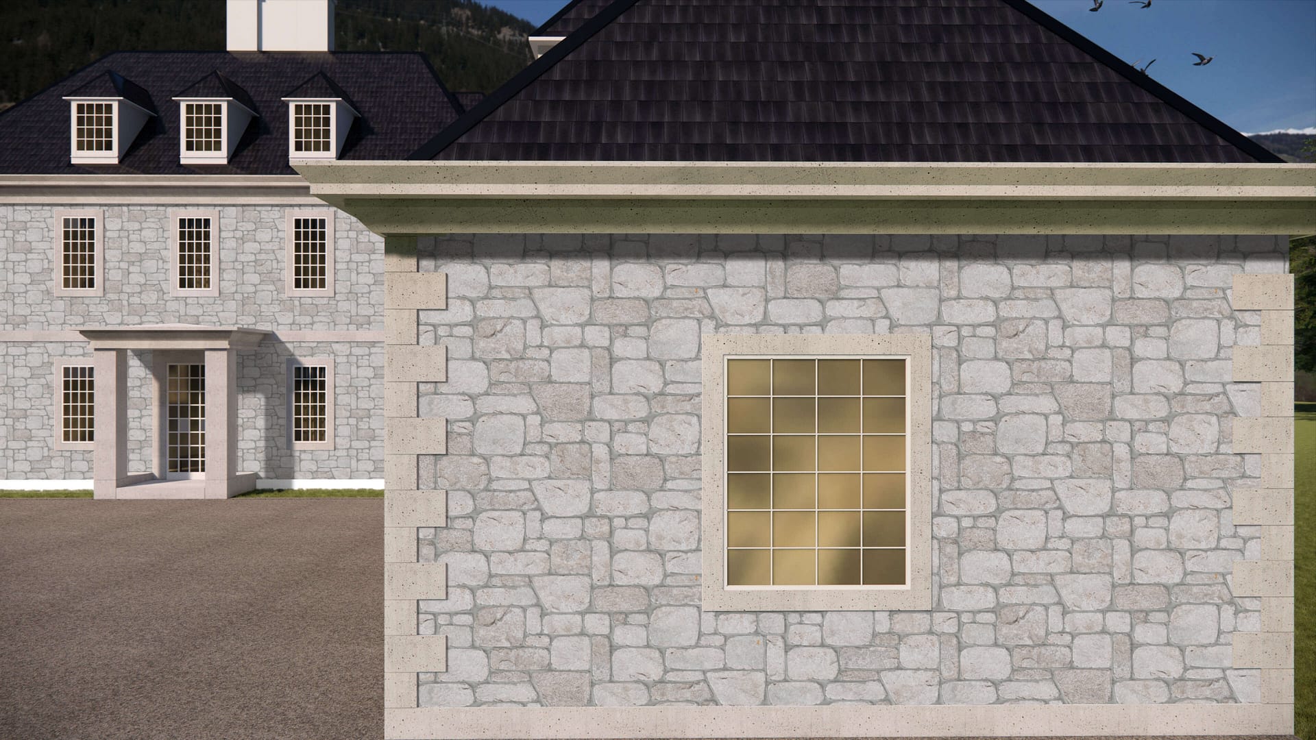  SDT1323 SDM384 M1256 Fond du Lac Colonial Limestone - Tumbled | Pattern DP103 Veneer - Ashlar - Split Edge - 6-16" Widths 2.5/5/7.5" Heights | Thin