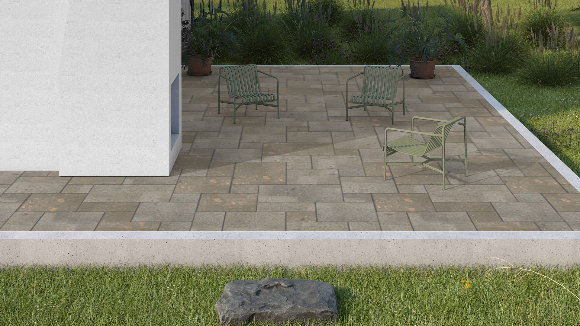  SDT1558 SDM502 M1293 Imperial Brown Porphyry - Flamed | Pattern DP086 Paving - Universal - Sawn Edge - Dimensional 12 Pieces 4 Sizes | 12x12”(4) 24x12”(2) 24x24”(4),36x24”(2)