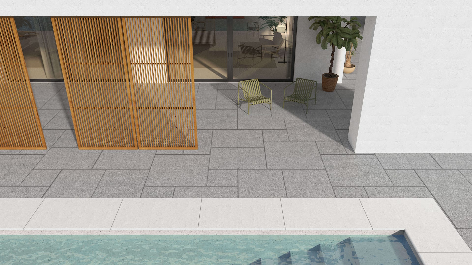  SDT1417 SDM422 M845 Gray Nisa Granite - Sand Blasted | Pattern DP094 Paving - Universal - Sawn Edge - Dimensional 14 Pieces 4 Sizes | 24x24”(4) 48x24”(2) 48x36”(4) 48x48”(4)