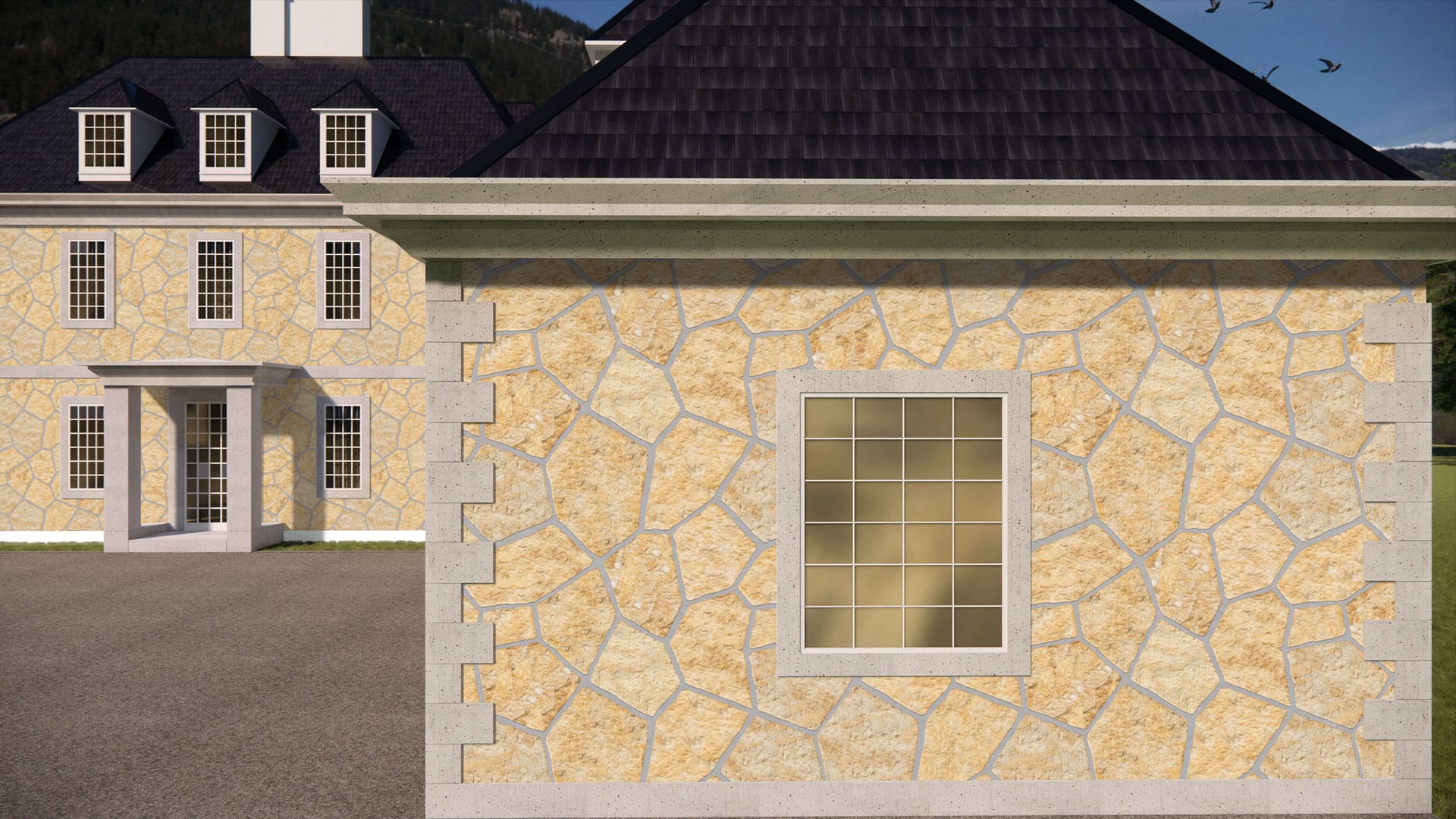 SDT1491 SDM444 P1173 Golden Buff Limestone - Bedface | Pattern DP072 Veneer - Irregular - Split Edge - 2 Pieces 2 Sizes