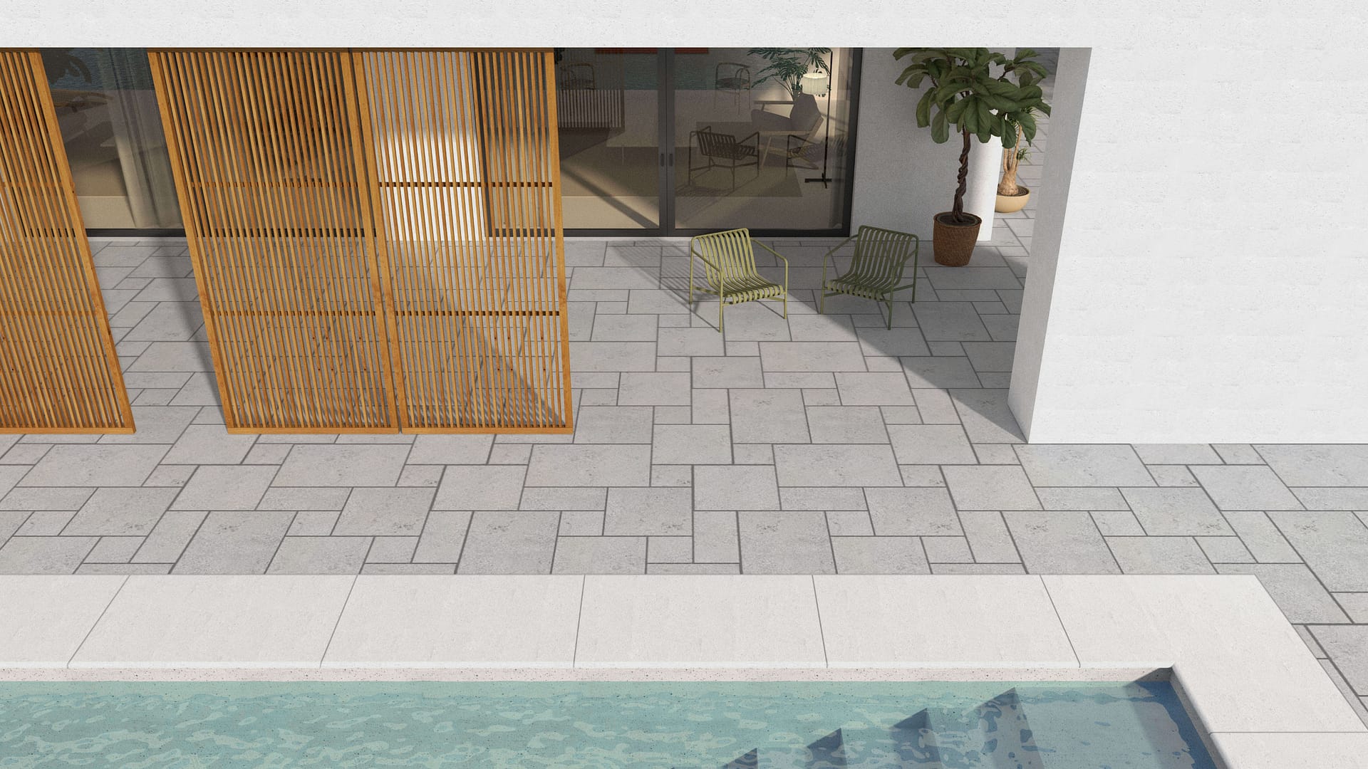  SDT1400 SDM388 M734 Bavarian Gray Limestone - Bush Hammered | Pattern DP086 Paving - Universal - Sawn Edge - Dimensional 12 Pieces 4 Sizes | 12x12”(4) 24x12”(2) 24x24”(4),36x24”(2)