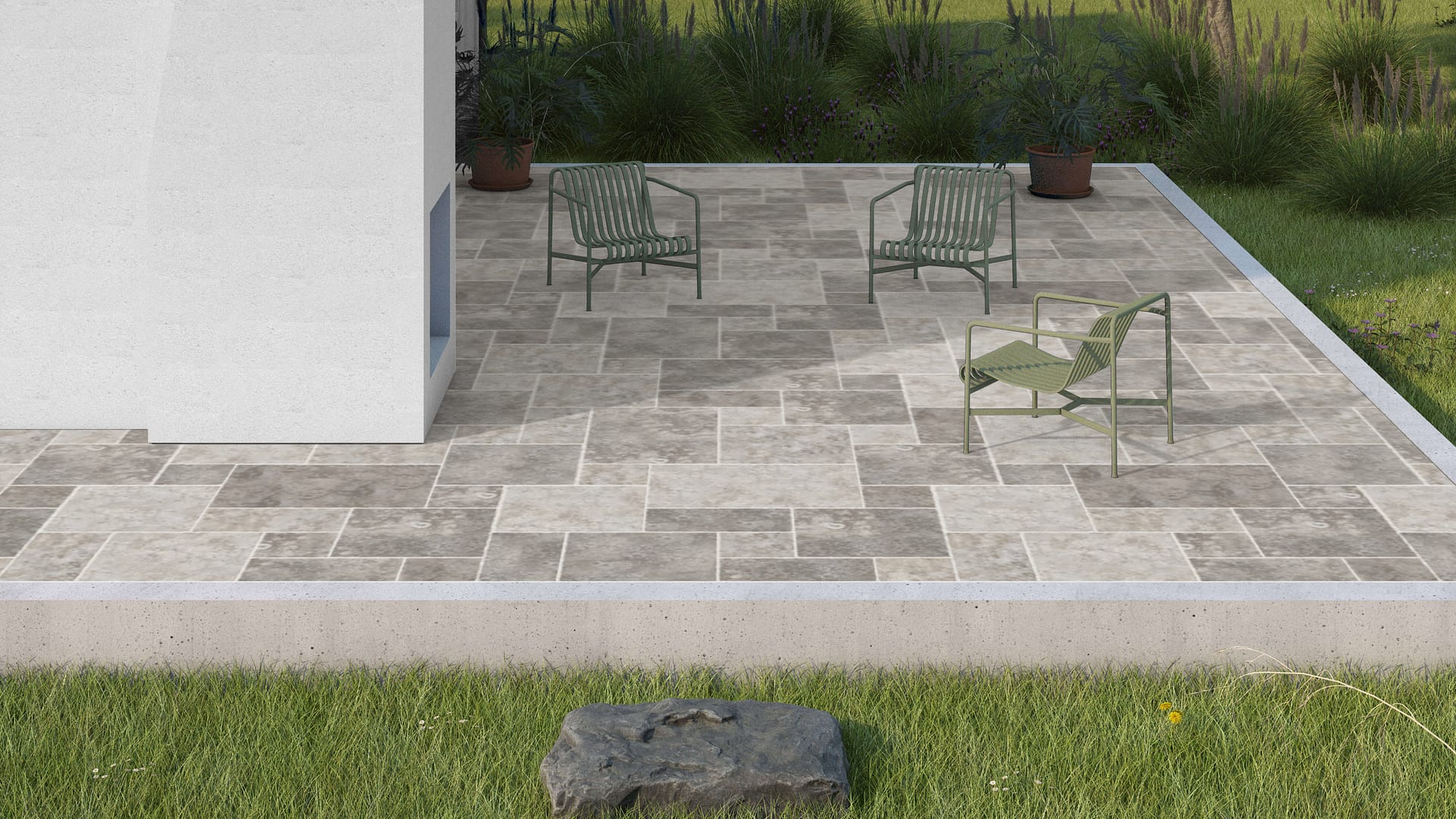 SDT1566 SDM394 P686 Bavarian Dolomite Gray Limestone - Antiqued | Pattern DP086 Paving - Universal - Sawn Edge - Dimensional 12 Pieces 4 Sizes | 12x12”(4) 24x12”(2) 24x24”(4) 36x24”(2)
