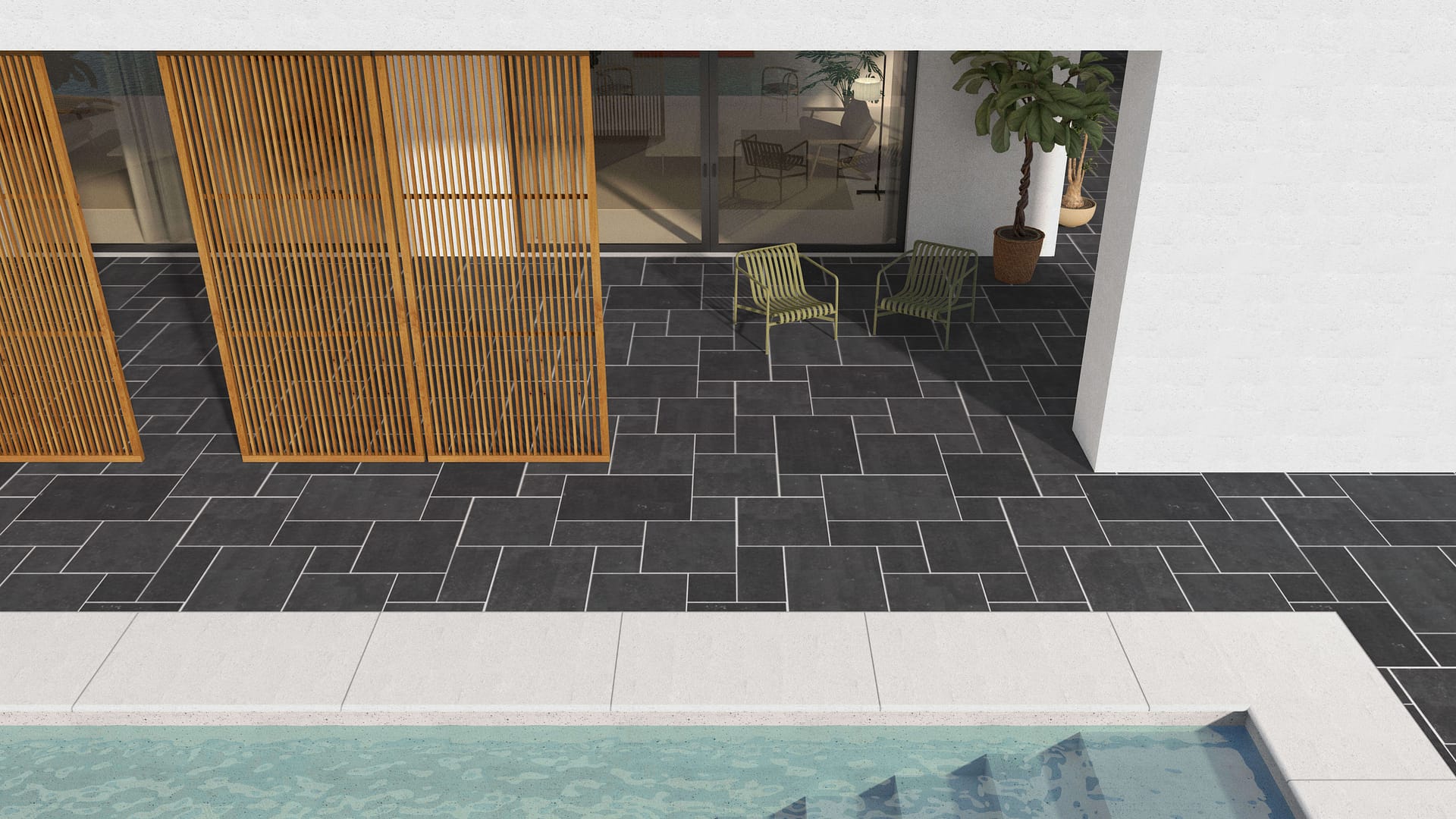  SDT1588 SDM487 M546 Belgian Bluestone - Honed Dark | Pattern DP086 Paving - Universal - Sawn Edge - Dimensional 12 Pieces 4 Sizes | 12x12”(4) 24x12”(2) 24x24”(4),36x24”(2)