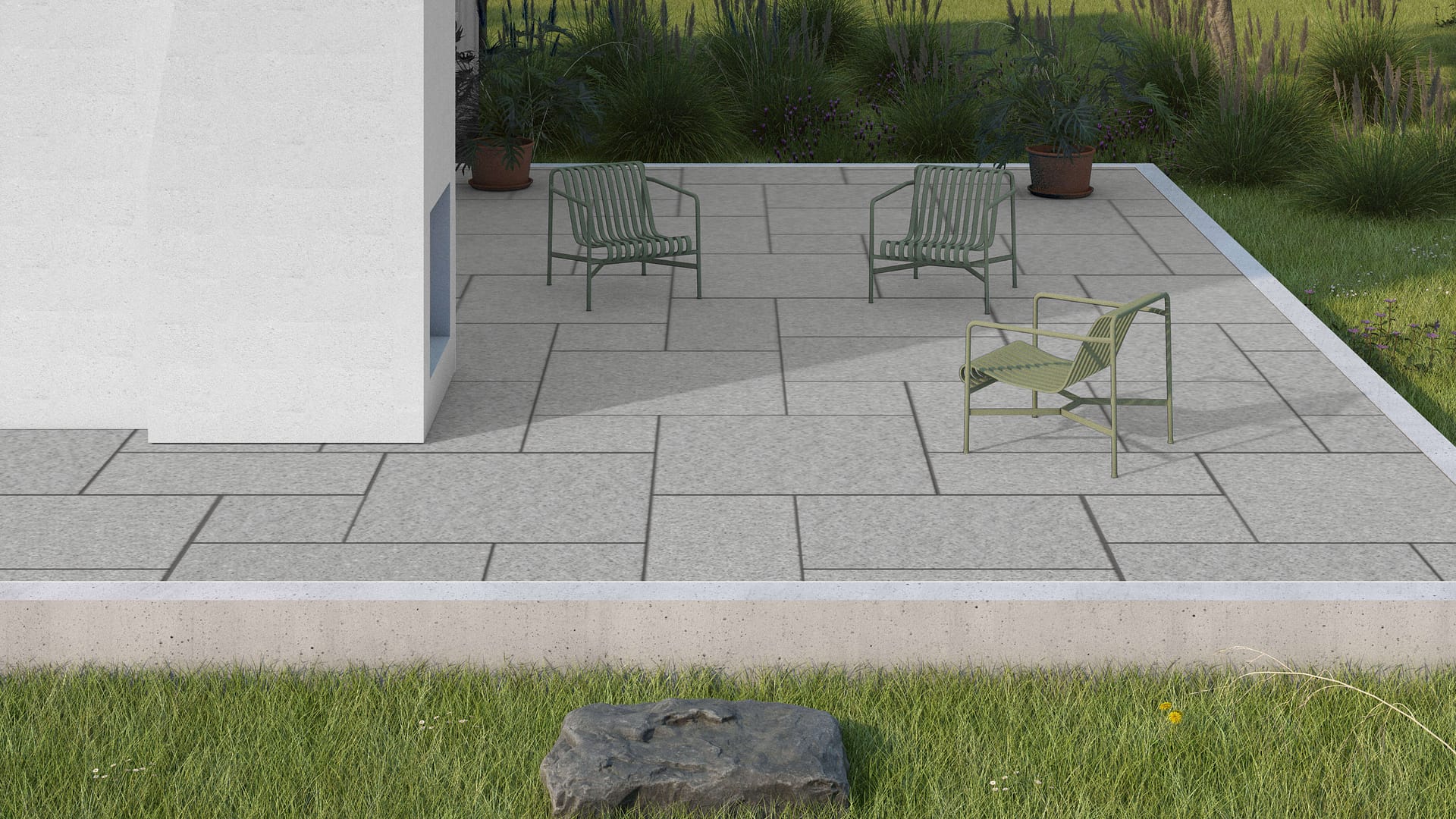  SDT1481 SDM429 M1194 Superior Snow Granite - Flamed | Pattern DP094 Paving - Universal - Sawn Edge - Dimensional 14 Pieces 4 Sizes | 24x24”(4) 48x24”(2) 48x36”(4) 48x48”(4)