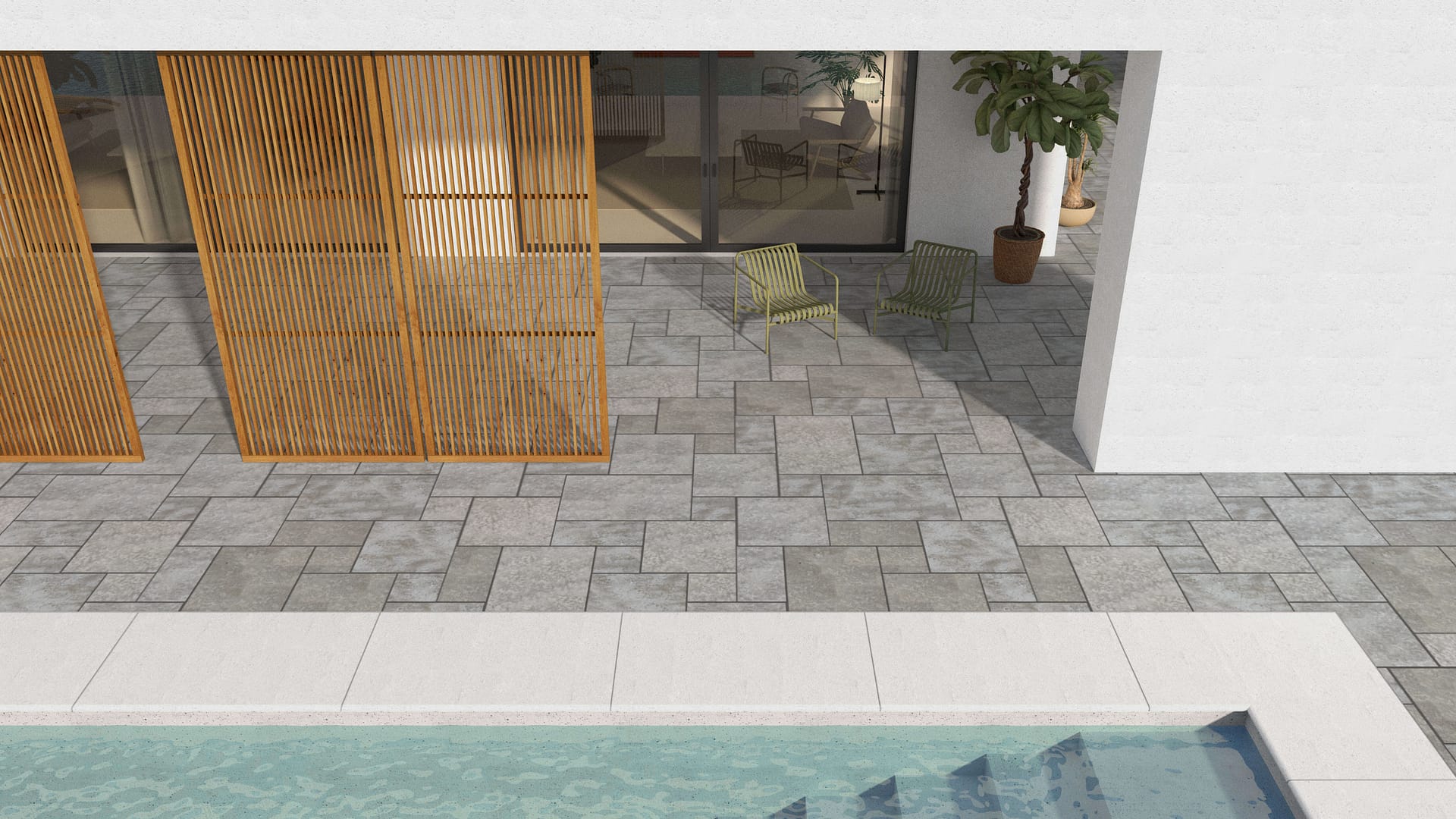  SDT1542 SDM483 M918 Madison Limestone - Flamed | Pattern DP086 Paving - Universal - Sawn Edge - Dimensional 12 Pieces 4 Sizes | 12x12”(4) 24x12”(2) 24x24”(4),36x24”(2)