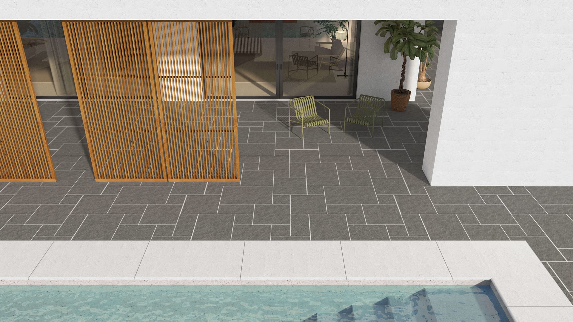  SDT1457 SDM433 M902 Superior Northern Granite - Flamed | Pattern DP086 Paving - Universal - Sawn Edge - Dimensional 12 Pieces 4 Sizes | 12x12”(4) 24x12”(2) 24x24”(4),36x24”(2)