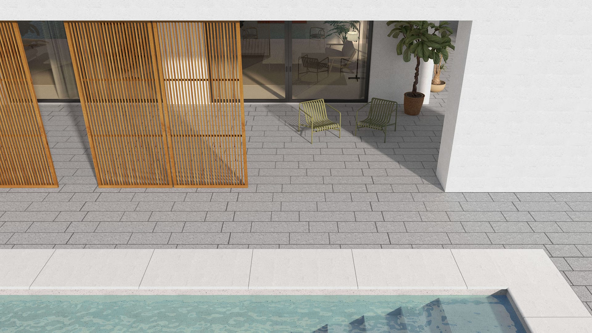  SDT1431 SDM426 M853 Gray Salis Granite - Sand Blasted | Pattern DP087 Paving - Running Bond - Sawn Edge - Dimensional 22 Pieces 3 Sizes | 18x12"(8) 24x12"(6) 36x12"(8)