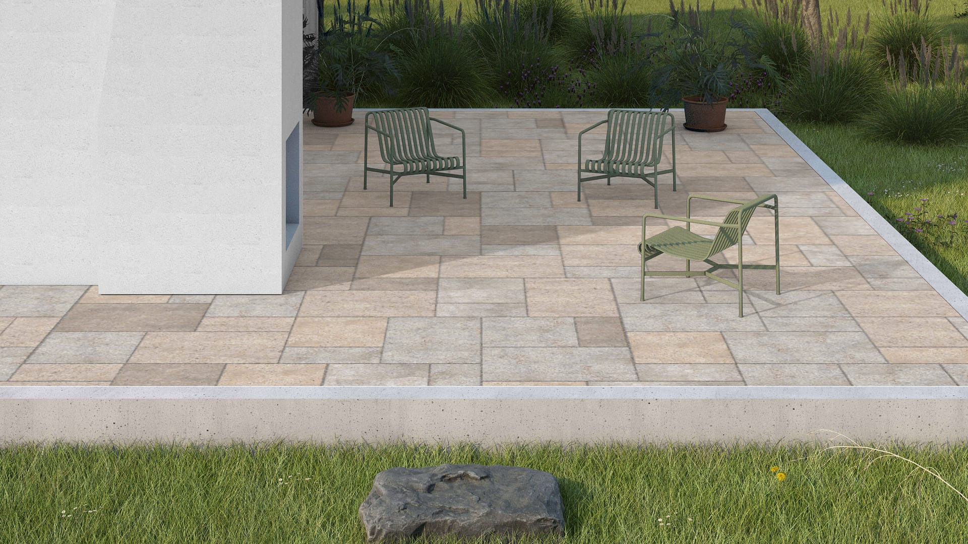  SDT1358 SDM381 P1086 Golden Buff Limestone - Sand Blasted | Pattern DP091 Paving - Universal - Sawn Edge - Dimensional 9 Pieces 3 Sizes | 24x12”(3),24”x24”(3), 36x24”(3)
