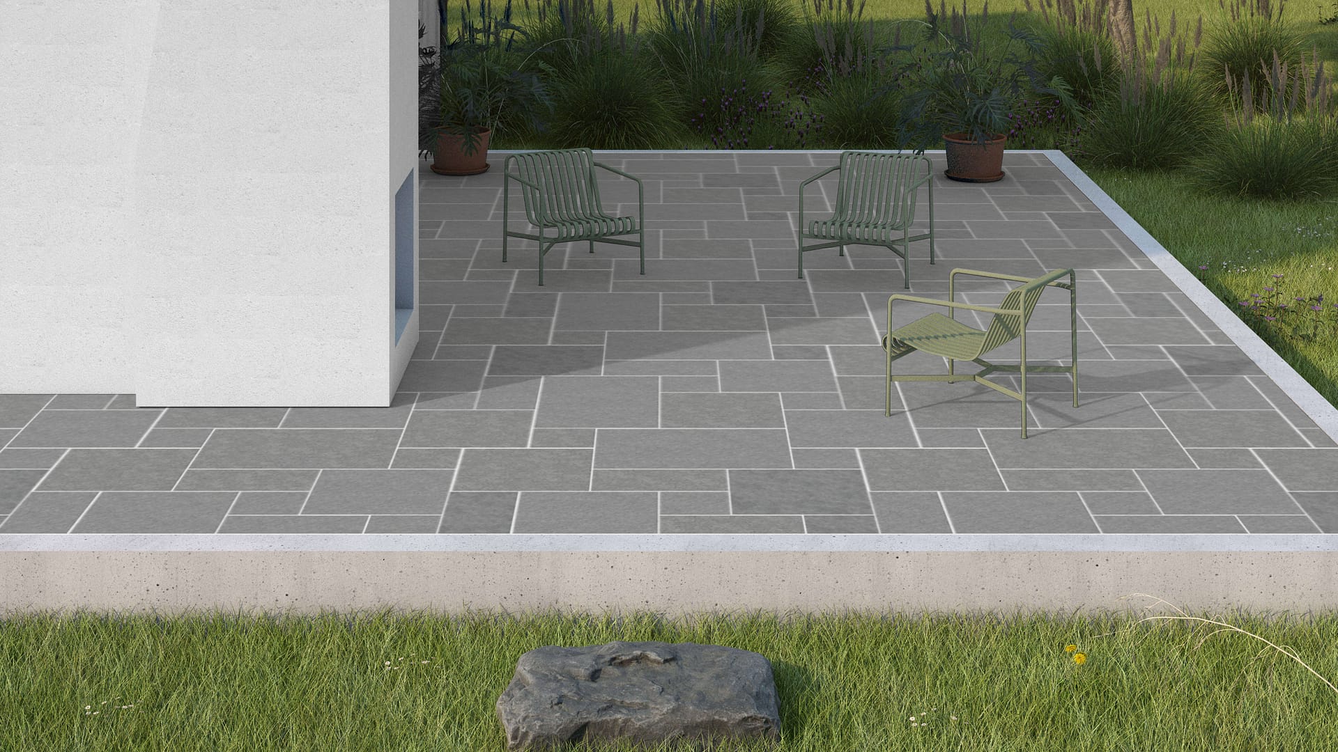  SDT1474 SDM431 M902 Superior Northern Granite - Sand Blasted | Pattern DP086 Paving - Universal - Sawn Edge - Dimensional 12 Pieces 4 Sizes | 12x12”(4) 24x12”(2) 24x24”(4),36x24”(2)