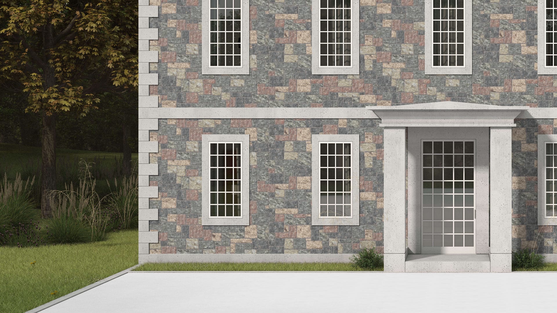 SDT1469 SDM399 P1188 Mount Von Trapp Granite-Square and Recs - Split-face | Pattern DP113 Veneer - Roughly Squares and Rectangles - Split Edge - Random Sizes