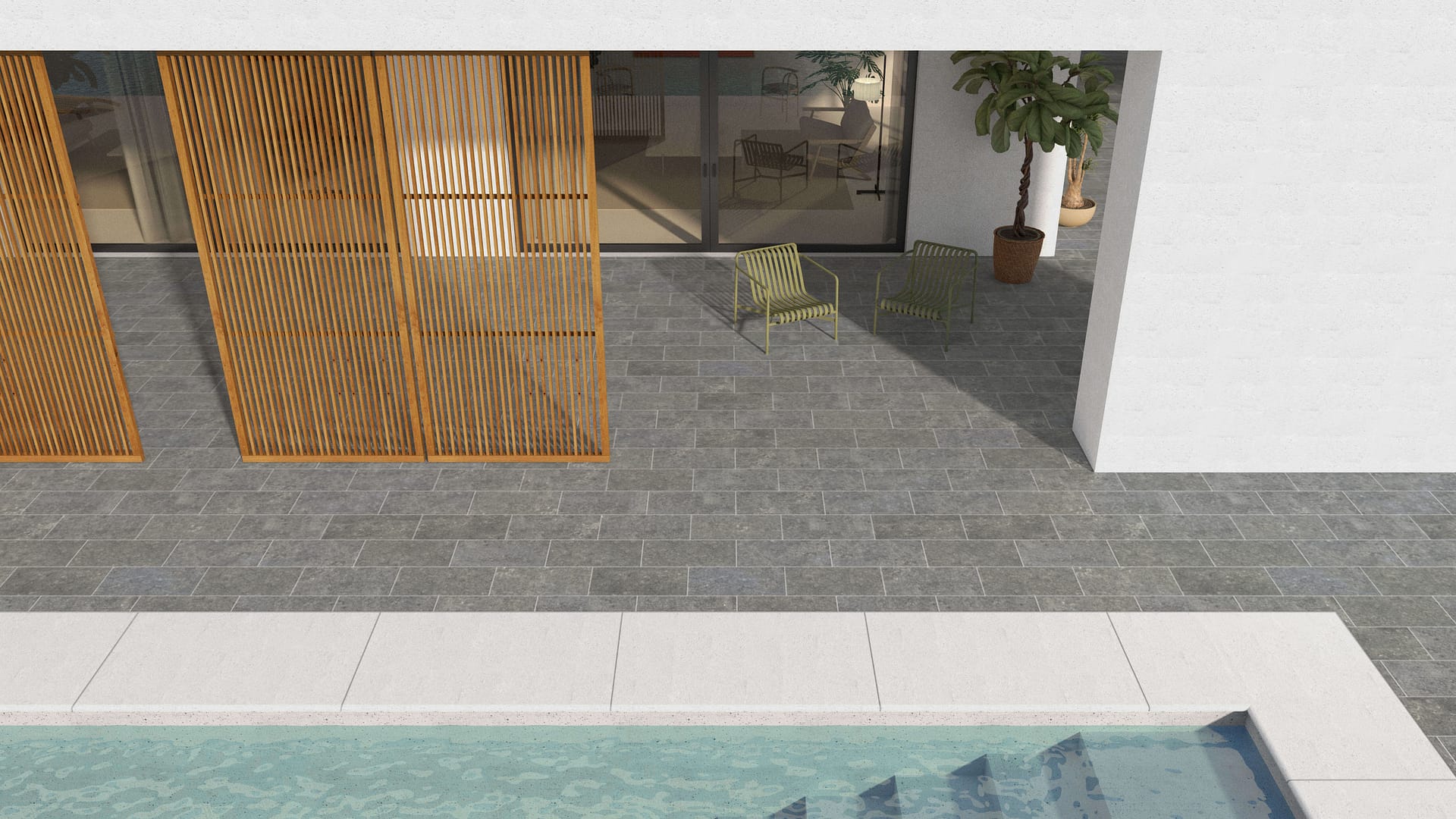 SDT1520 SDM485 M546 Belgian Bluestone - Flamed | Pattern DP061 Paving - Half Running Bond - Sawn Edge - Dimensional 3 Pieces 1 Size* | 24x12"