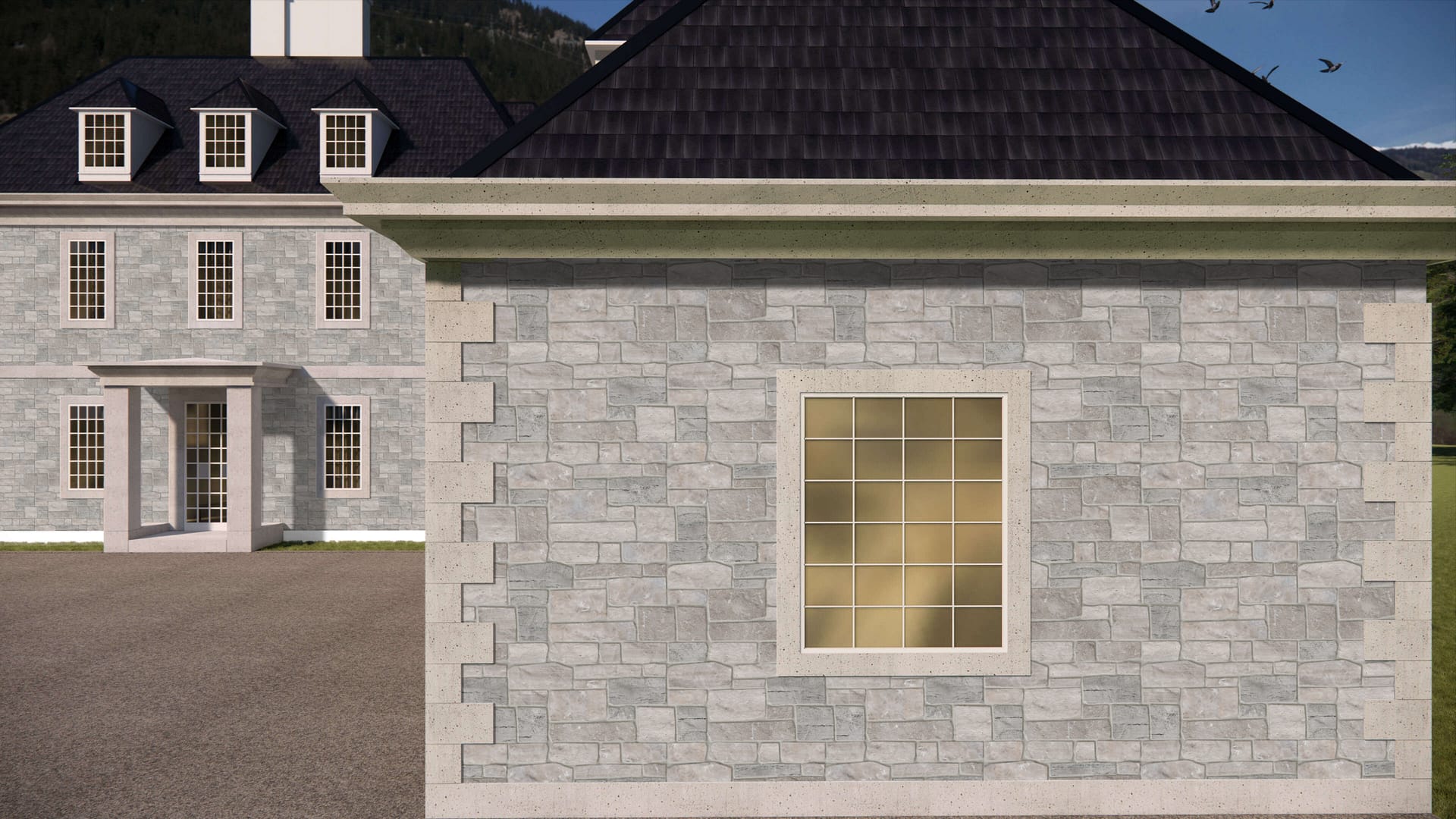 SDT1327 SDM383 M1256 Fond du Lac Colonial Limestone - Split-face | Pattern DP106 Veneer - Ashlar - Split Edge - Random Sizes 6x4" to 20x12" | Thin