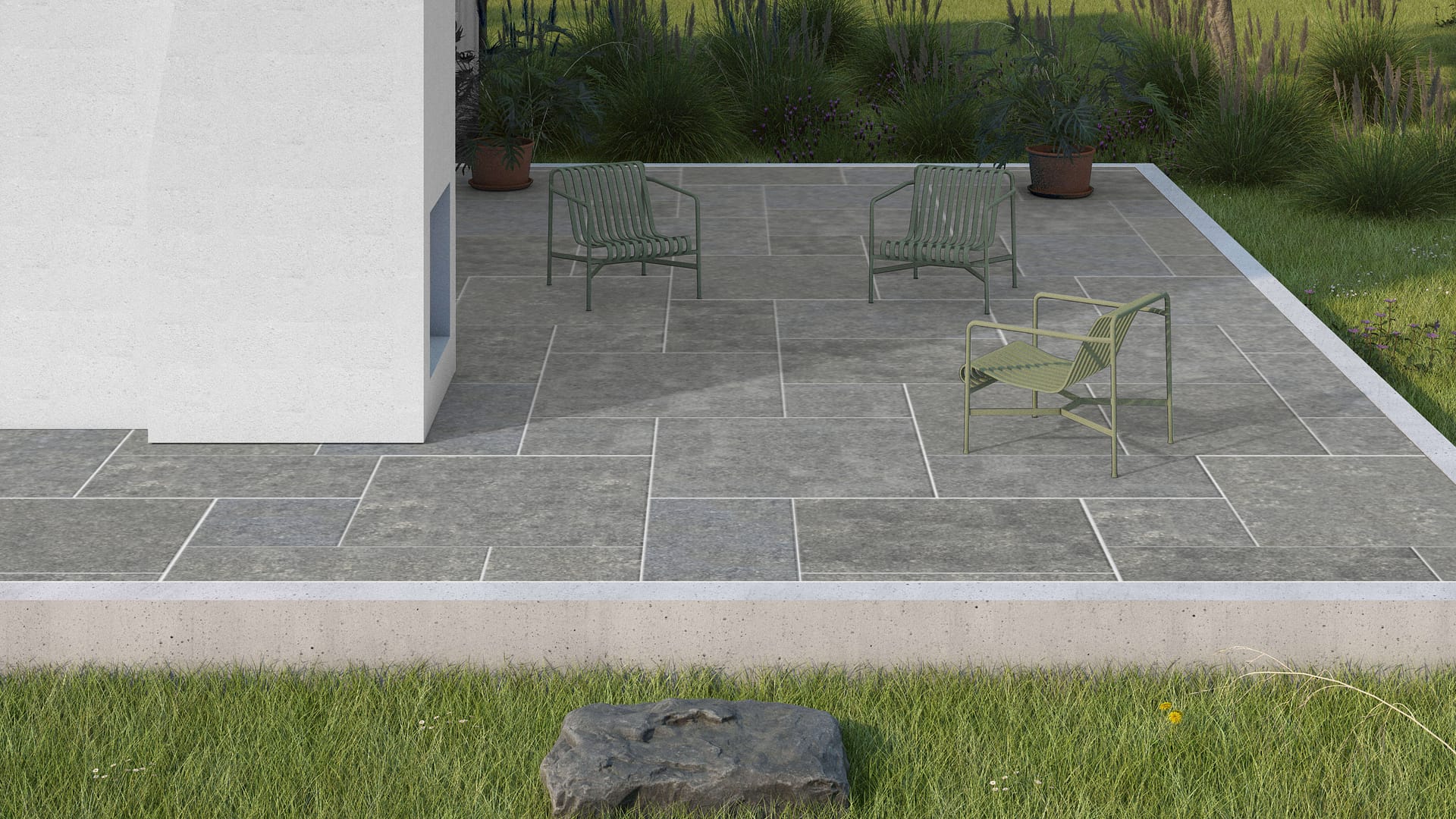  SDT1526 SDM485 M546 Belgian Bluestone - Flamed | Pattern DP094 Paving - Universal - Sawn Edge - Dimensional 14 Pieces 4 Sizes | {24x24”(4) 48x24”(2) 48x36”(4) 48x48”(4)