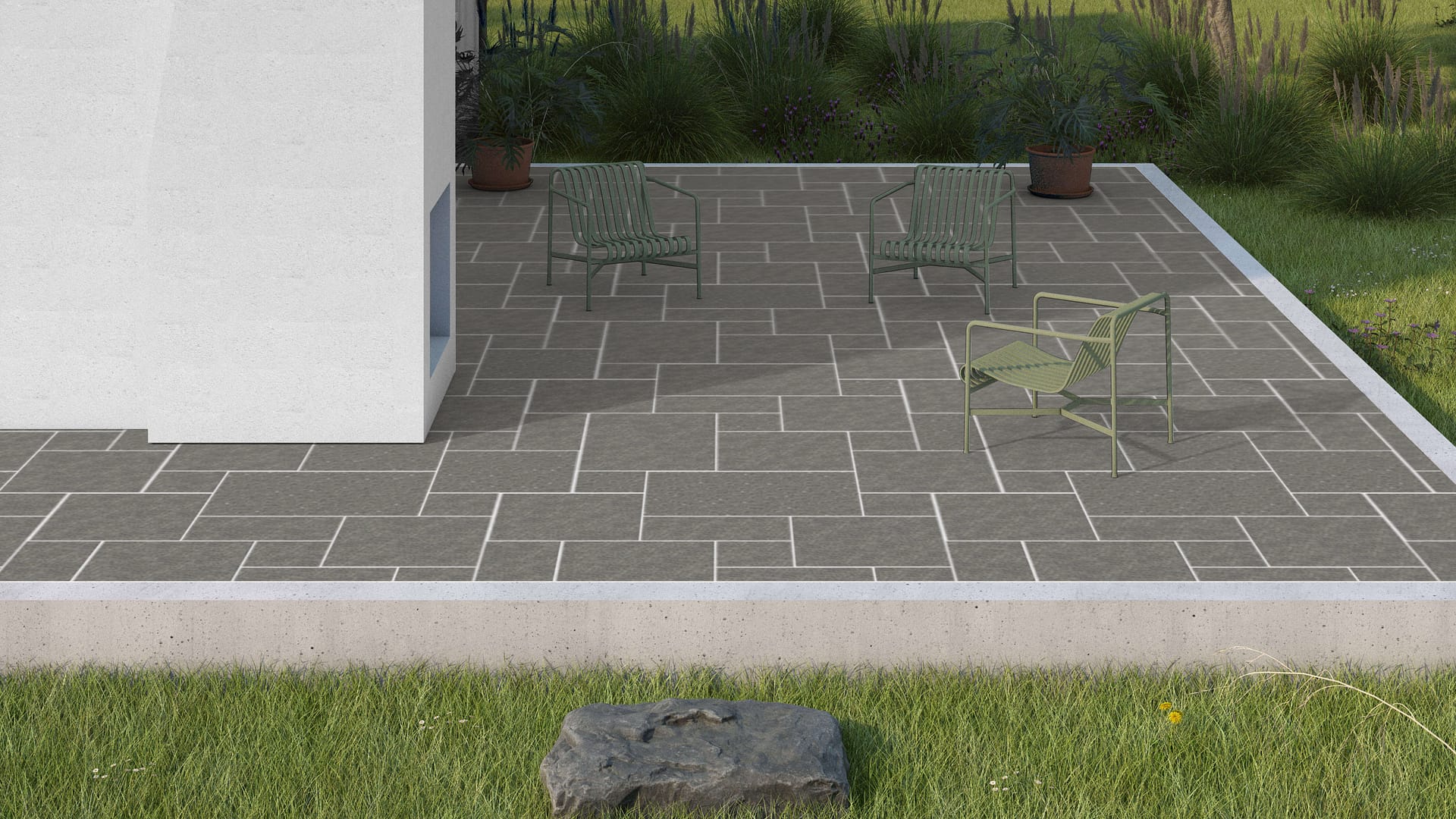  SDT1457 SDM433 M902 Superior Northern Granite - Flamed | Pattern DP086 Paving - Universal - Sawn Edge - Dimensional 12 Pieces 4 Sizes | 12x12”(4) 24x12”(2) 24x24”(4),36x24”(2)