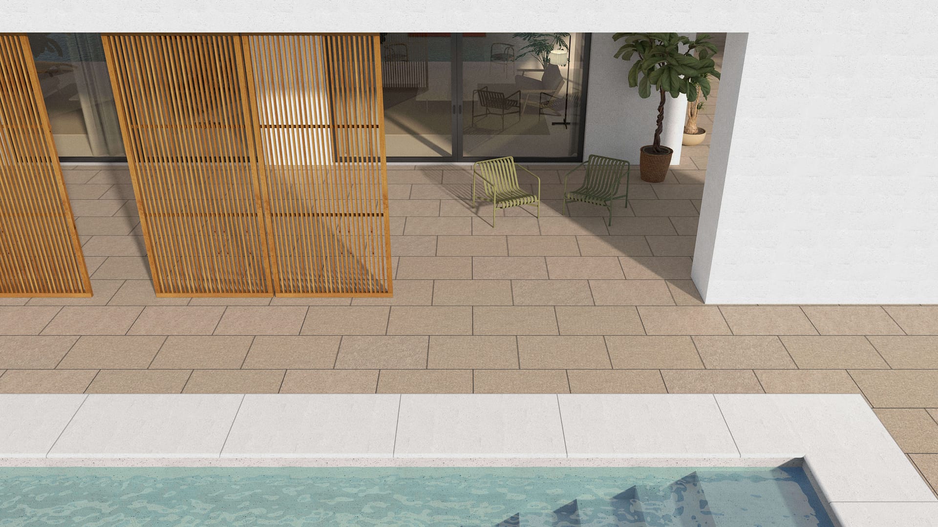  SDT1433 SDM425 M847 Yellow Wheat Granite - Sand Blasted | Pattern DP061 Paving - Half Running Bond - Sawn Edge - Dimensional 3 Pieces 1 Size* | 36x24"