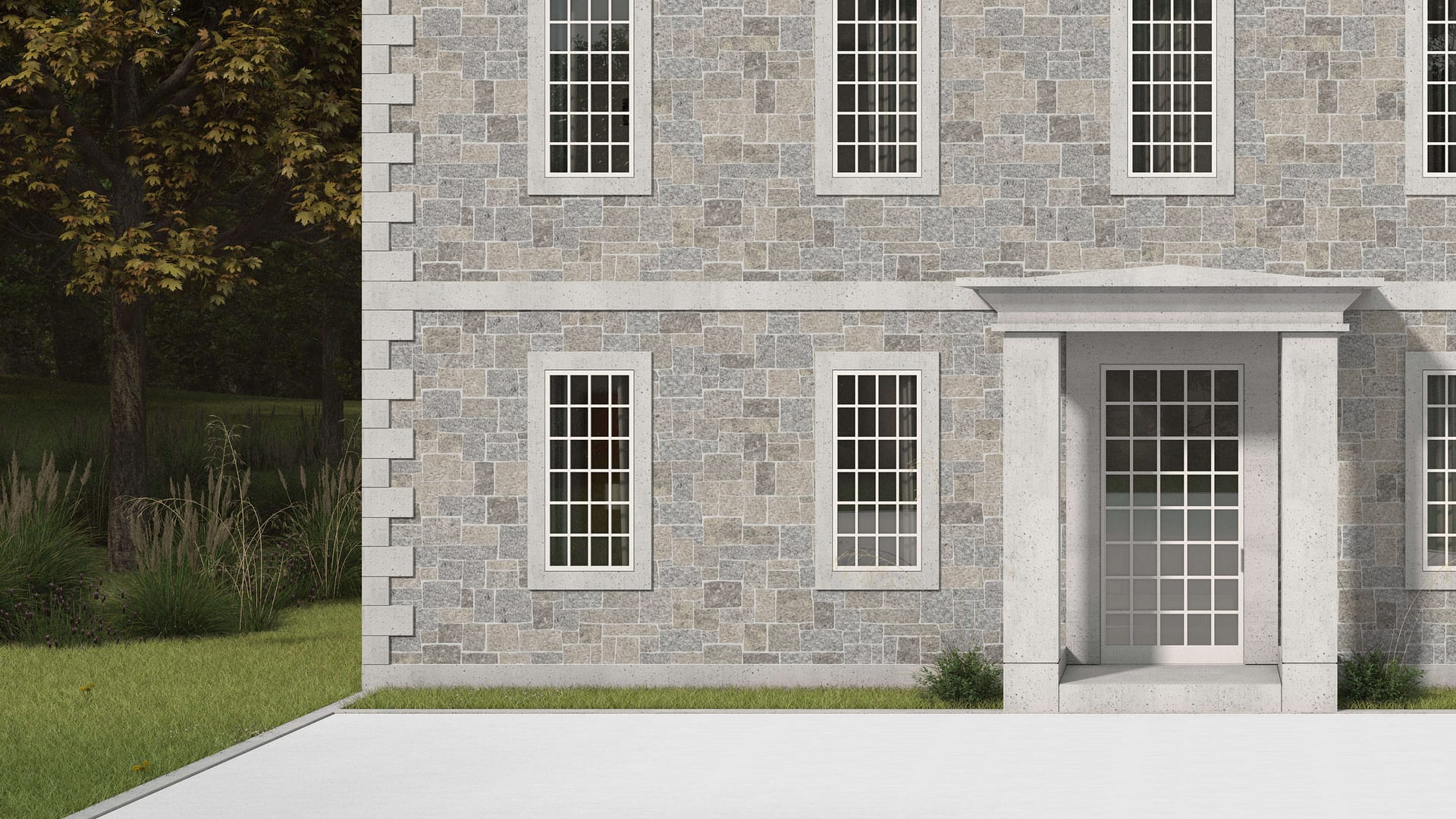 SDT1449 SDM413 P1191 Tower Hill Granite - Split-face | Pattern DP113 Veneer - Roughly Squares and Rectangles - Split Edge - Random Sizes