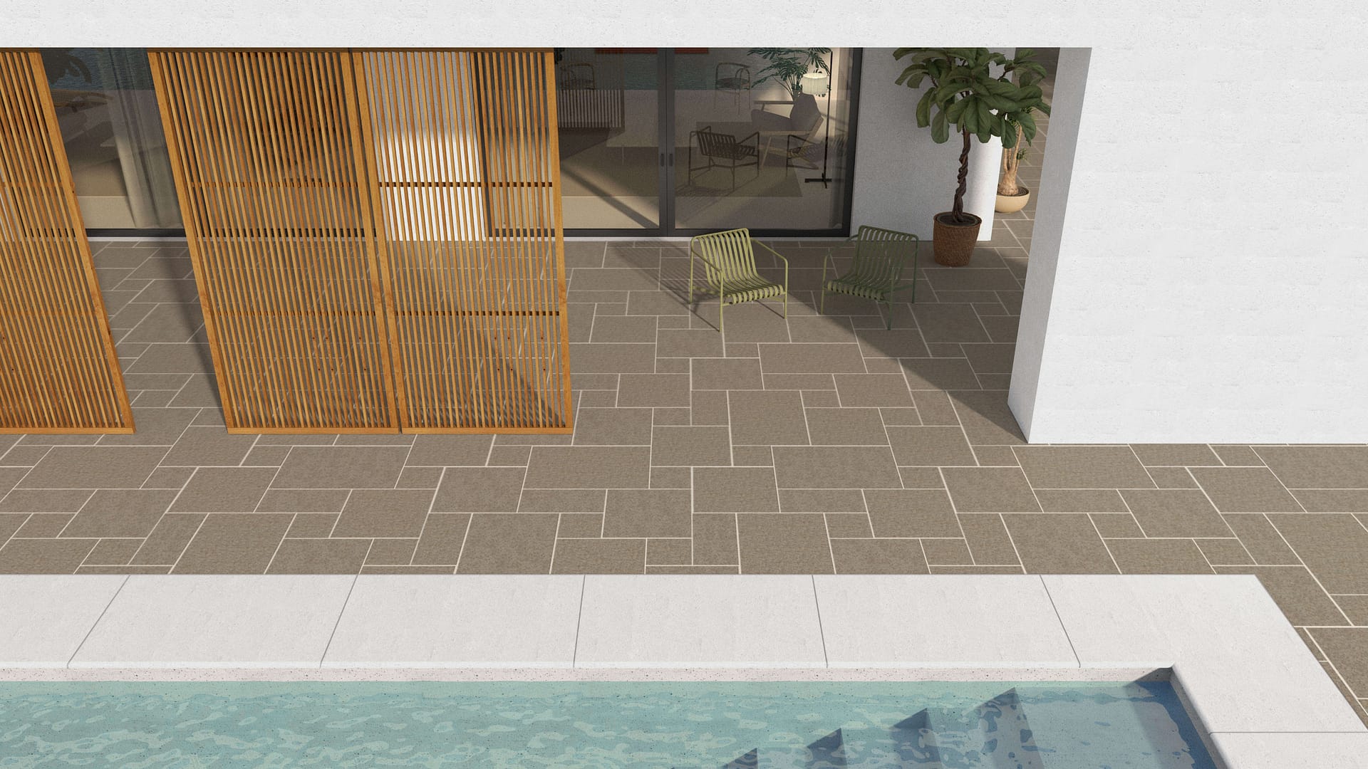  SDT1497 SDM486 M1236 Amber Granite - Sand Blasted | Pattern DP086 Paving - Universal - Sawn Edge - Dimensional 12 Pieces 4 Sizes | 12x12”(4) 24x12”(2) 24x24”(4) 36x24”(2)